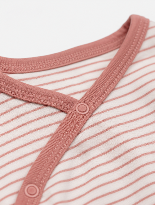 Dusty pink stripes wrapover romper