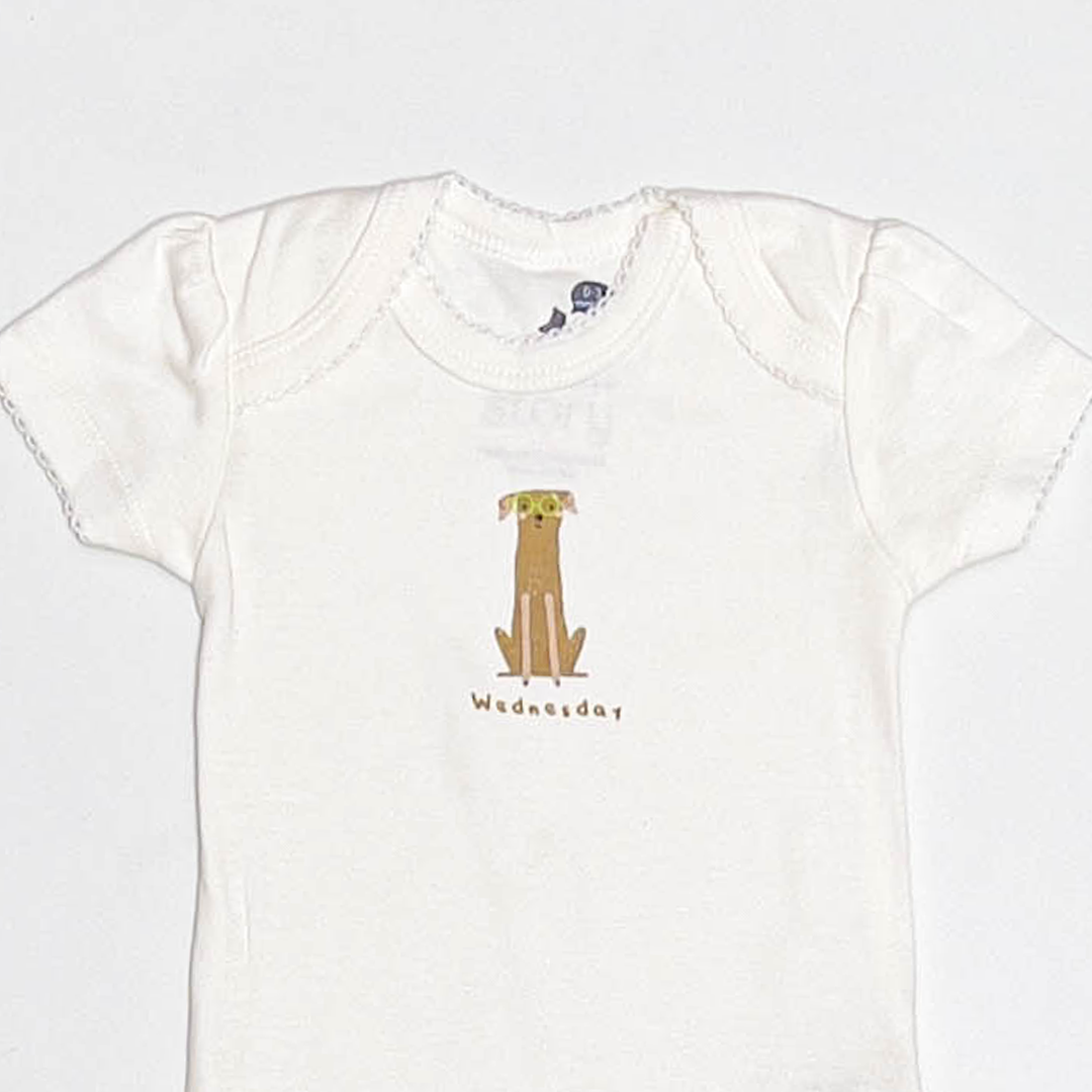 WHITE DOG PRINTED ONESIE