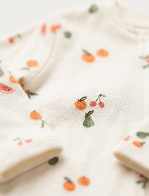 White printed zipper sleepsuit