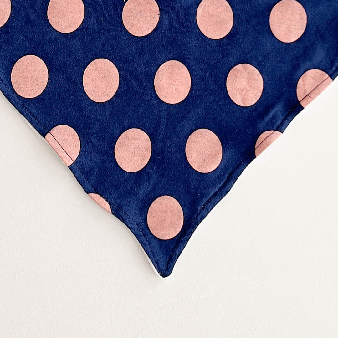 NAVY BLUE POLKA DOTED BANDANA BIBS