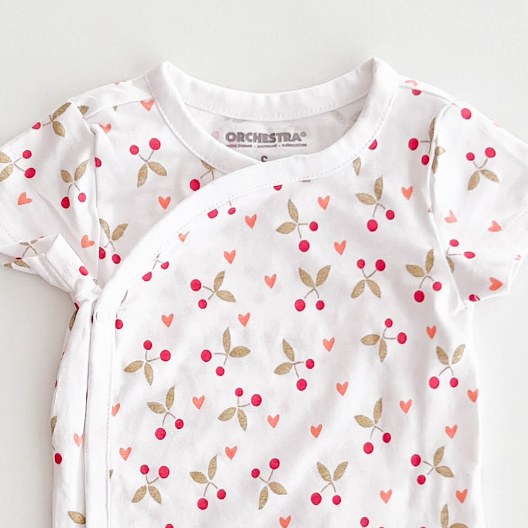 WHITE PRINTED WRAP SLEEPSUIT