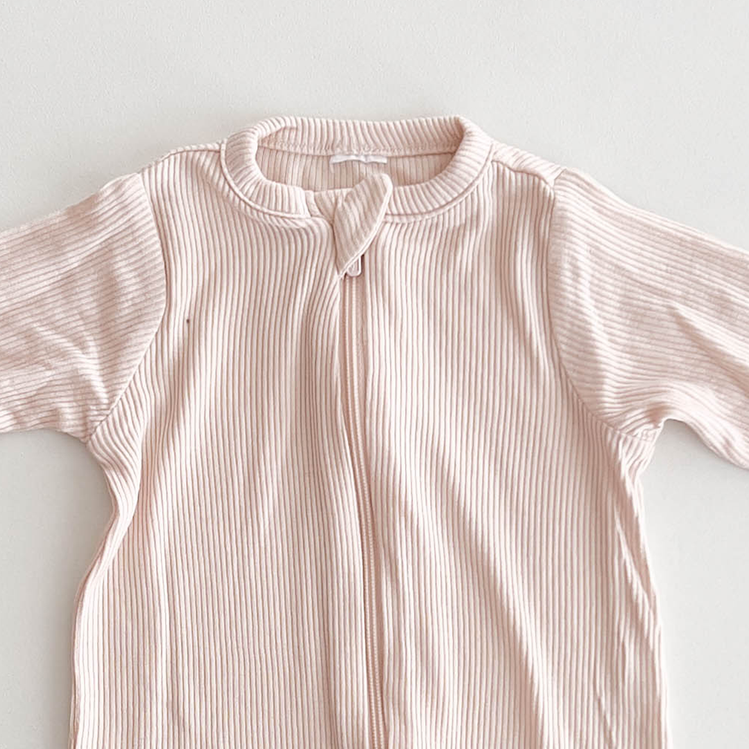 CREAM RIBBED COTTON ROMPER