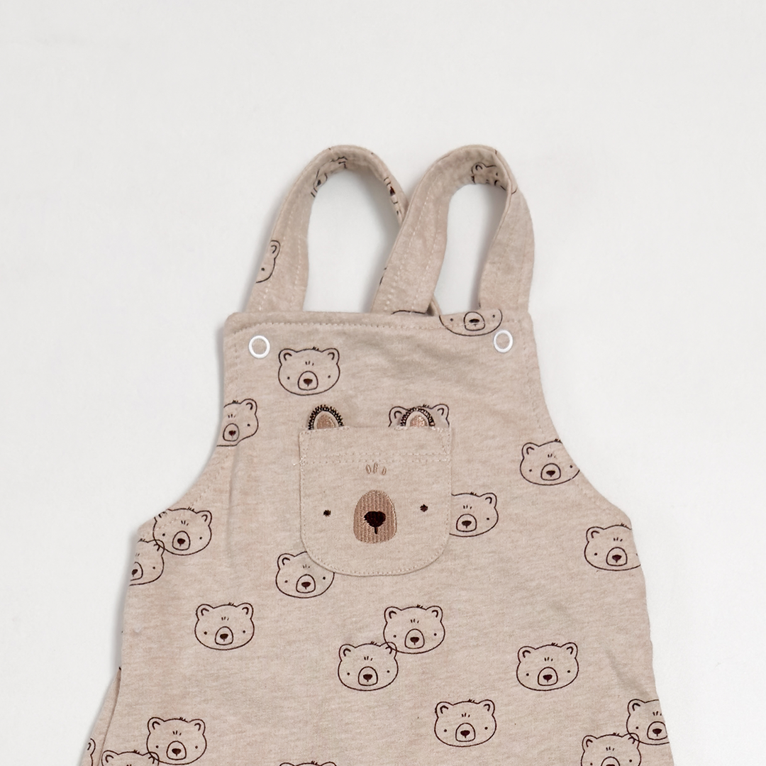 BEIGE BEAR PRINTED DUNGAREE