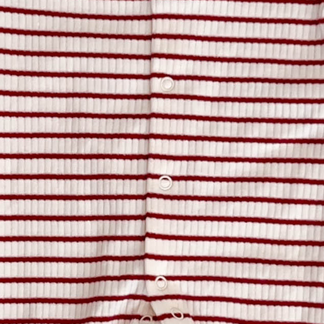 RED AND WHITE STRIPED ROMPER