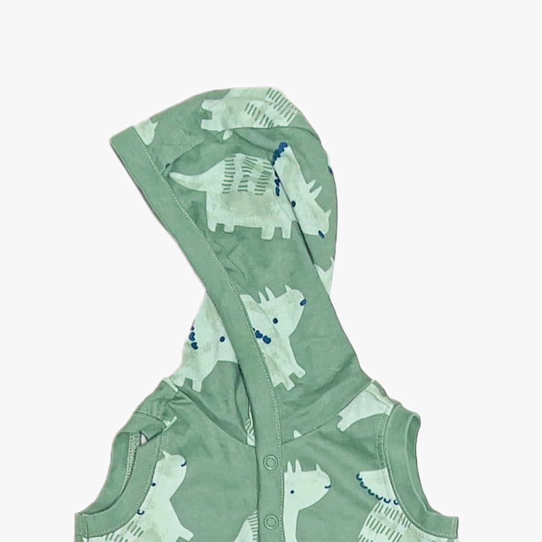 GREEN DINO HOODED JUMPSUIT