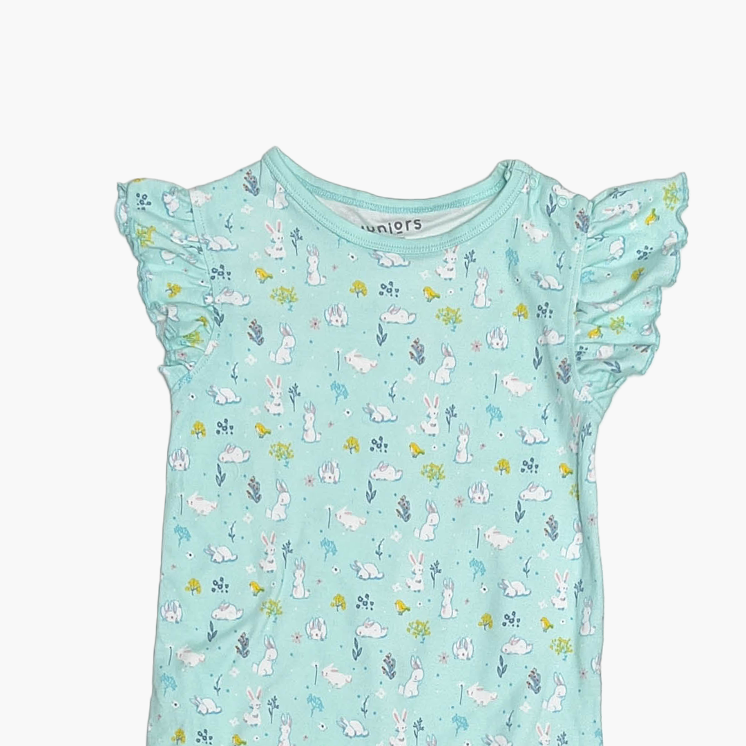 LIGHT AQUA BUNNY PRINTED JUMPSUIT