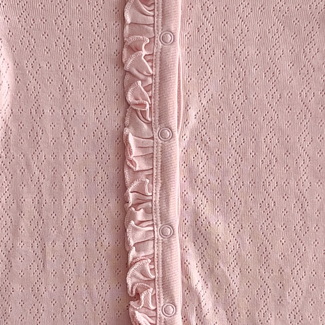 PINK pointelle RUFFLES ROMPER