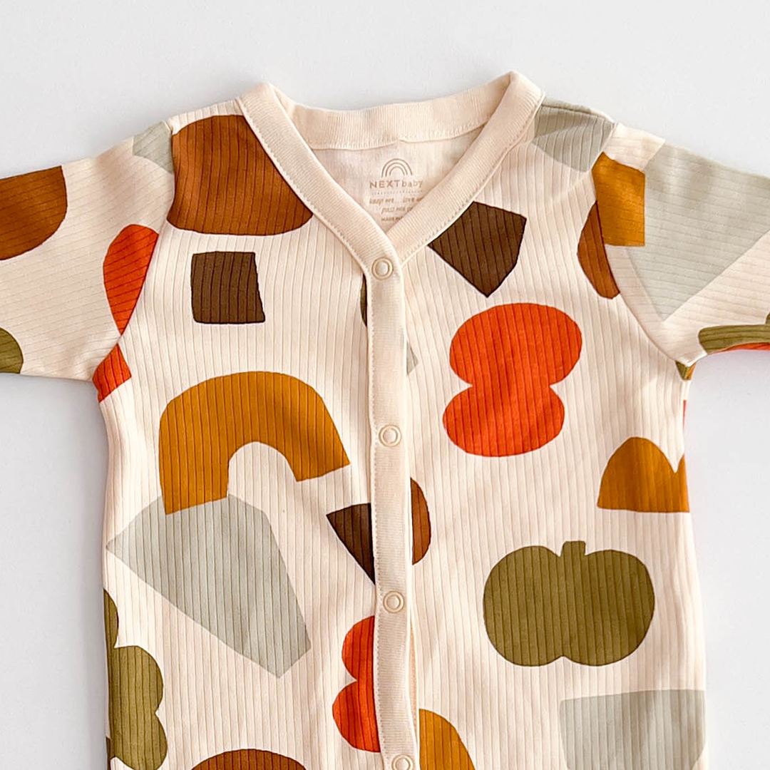 MULTICOLOUR PRINTED RIBBED ROMPER