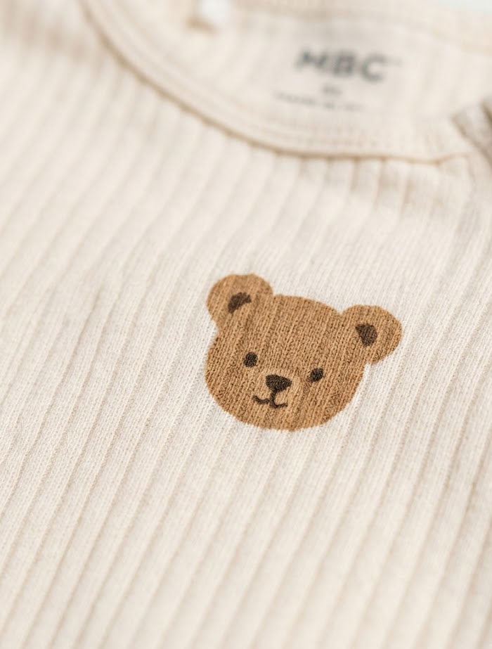 Brown bear fleece lining sleepsuit