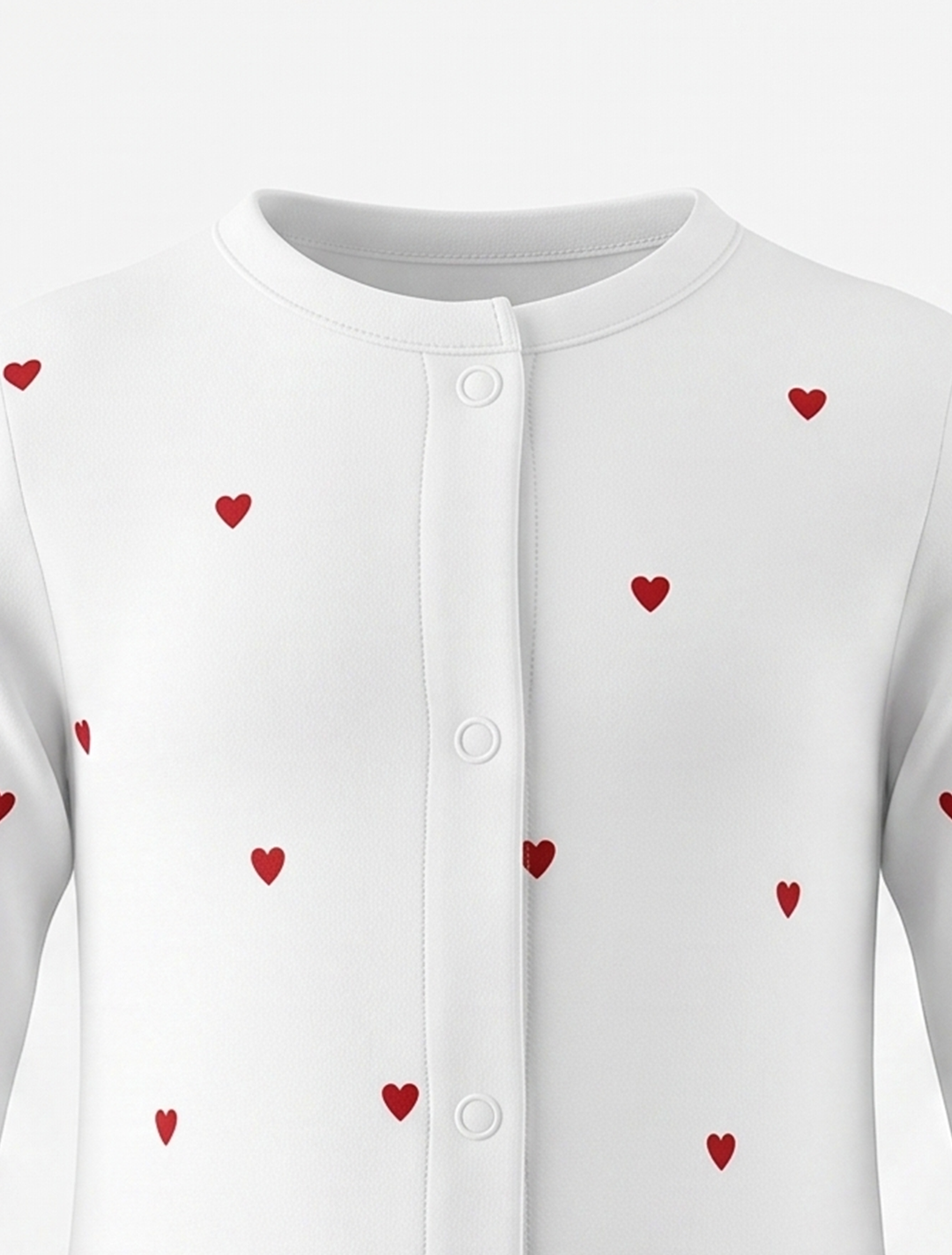 Red love printed button sleepsuit