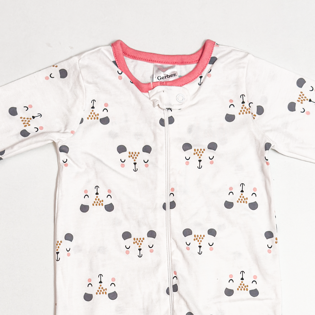 WHITE FACE PATTERNED SLEEPSUIT