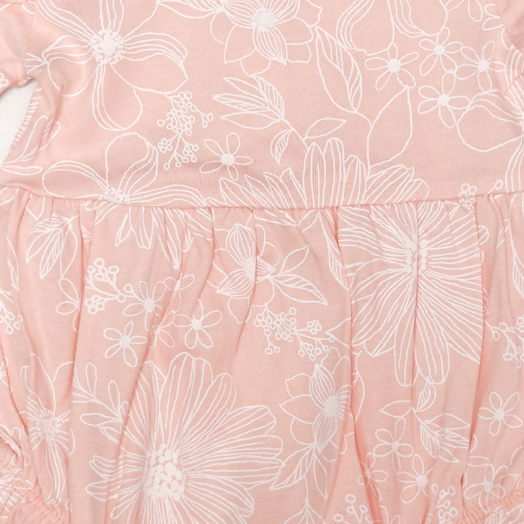 PEACH FLORAL RUFFLED ONESIE