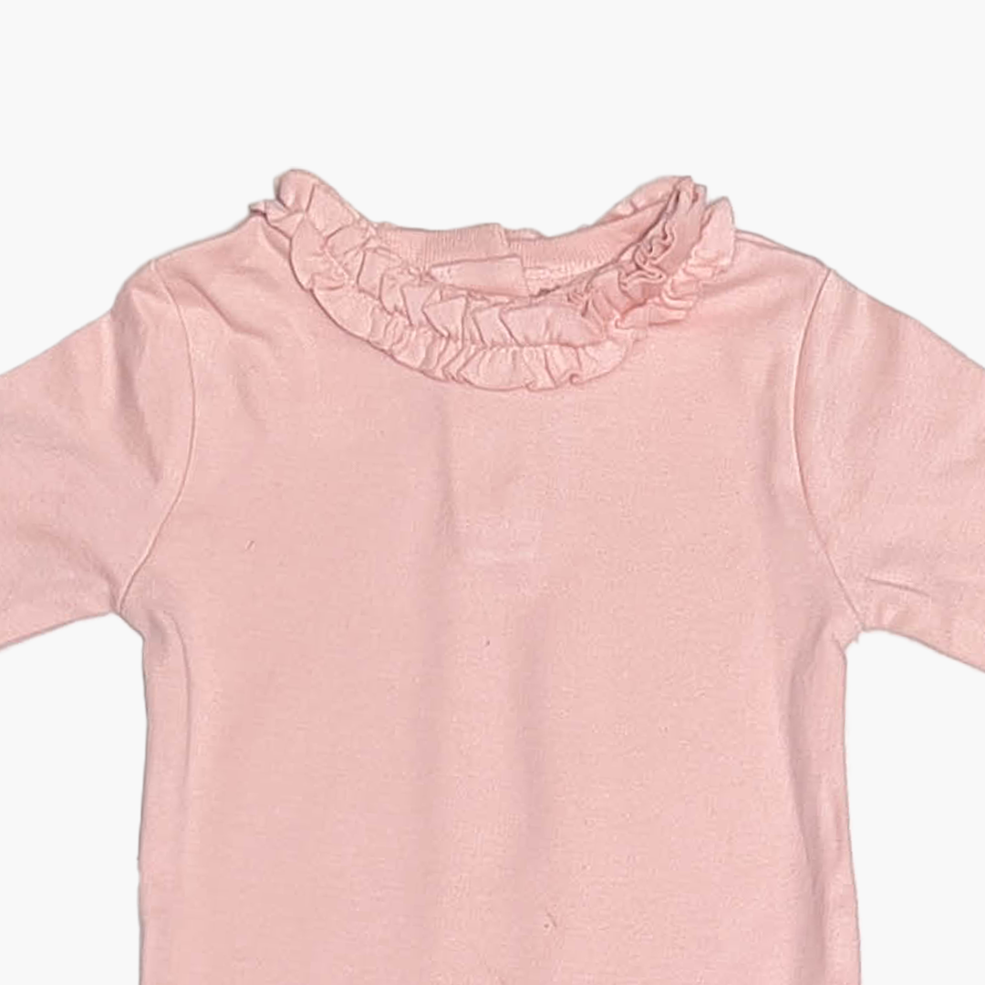 PINK NECK RUFFLED ONESIE