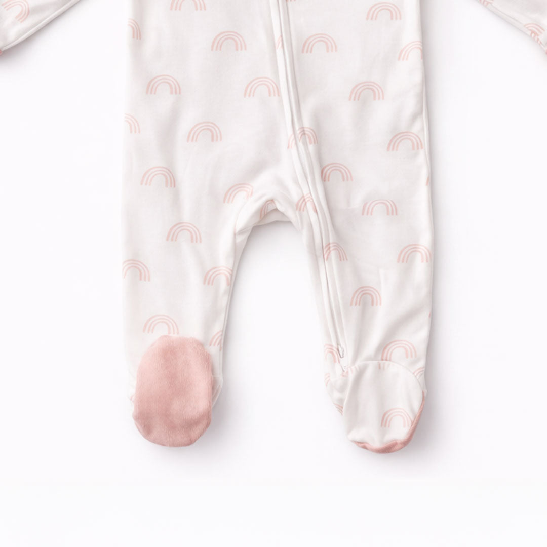 PINK RAINBOW PRINTED SLEEPSUIT