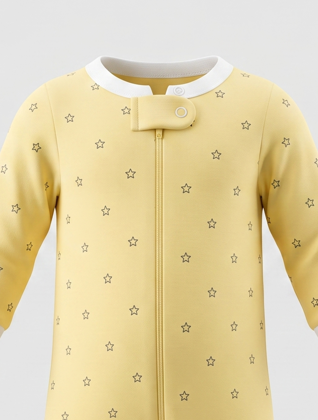 Yellow star zipper sleepsuit