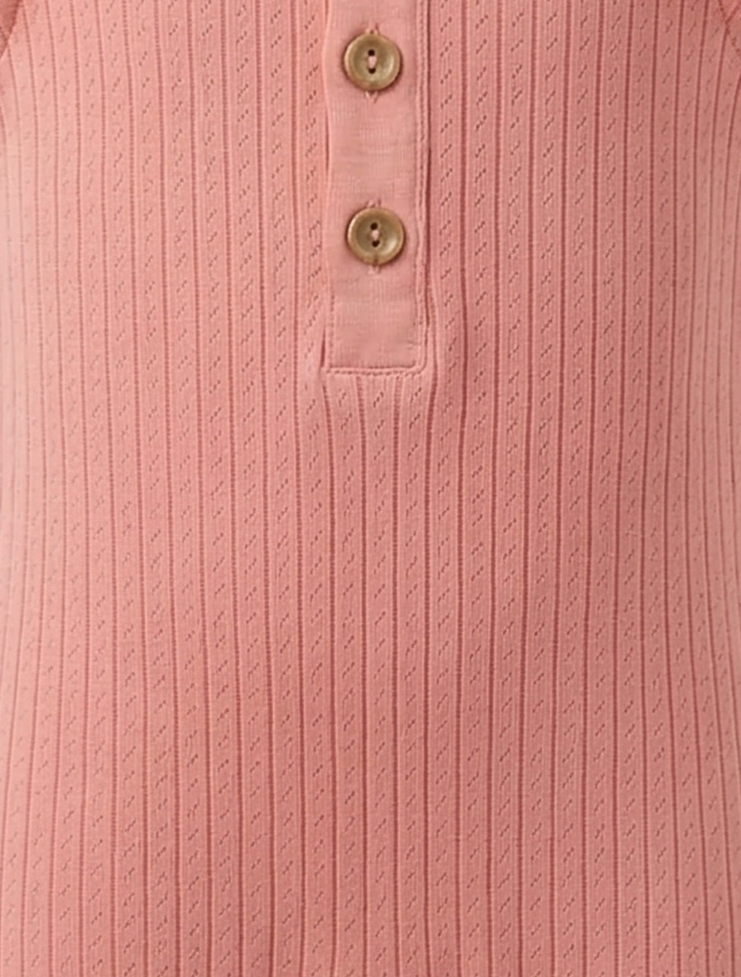 peach pointelle frill sleeve romper