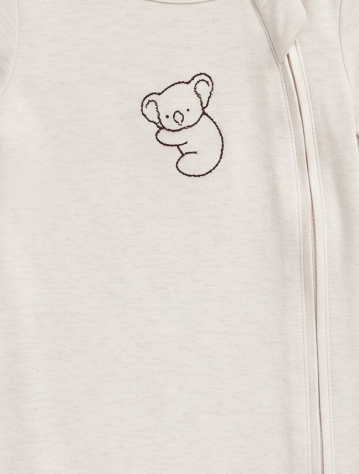 Beige side zipper sleep suit