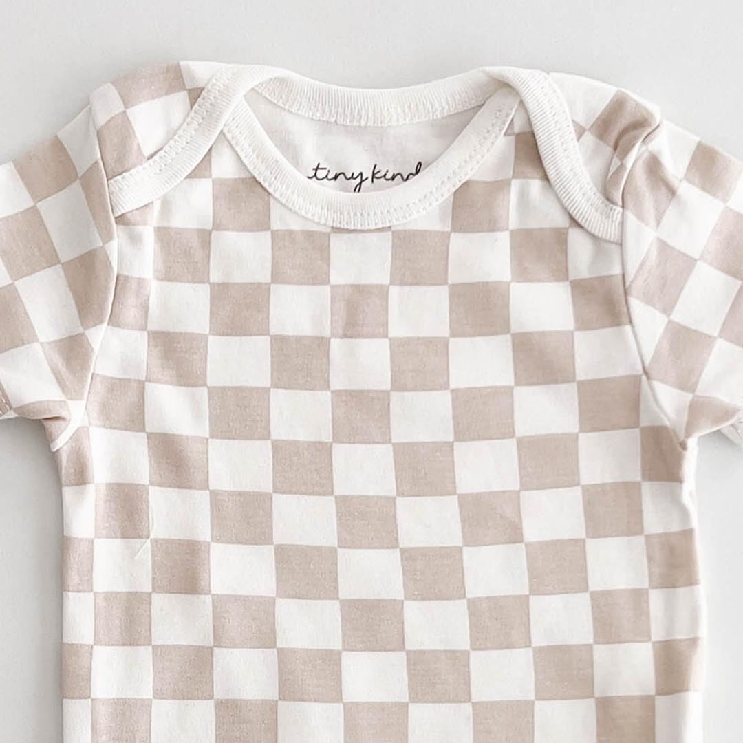SAND AND CREAM CHECKED ONESIE