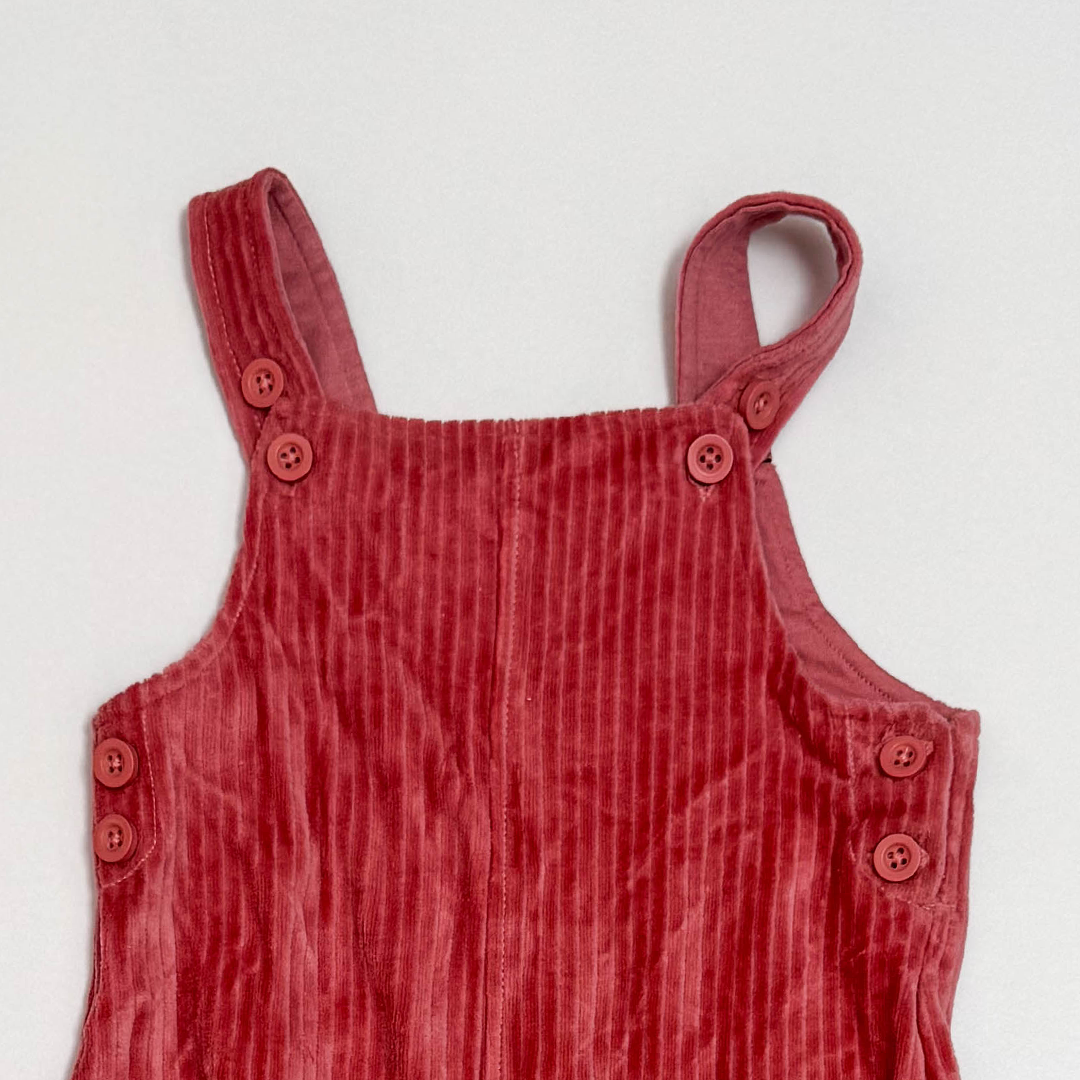 CORAL PINK VELVET DUNGAREE