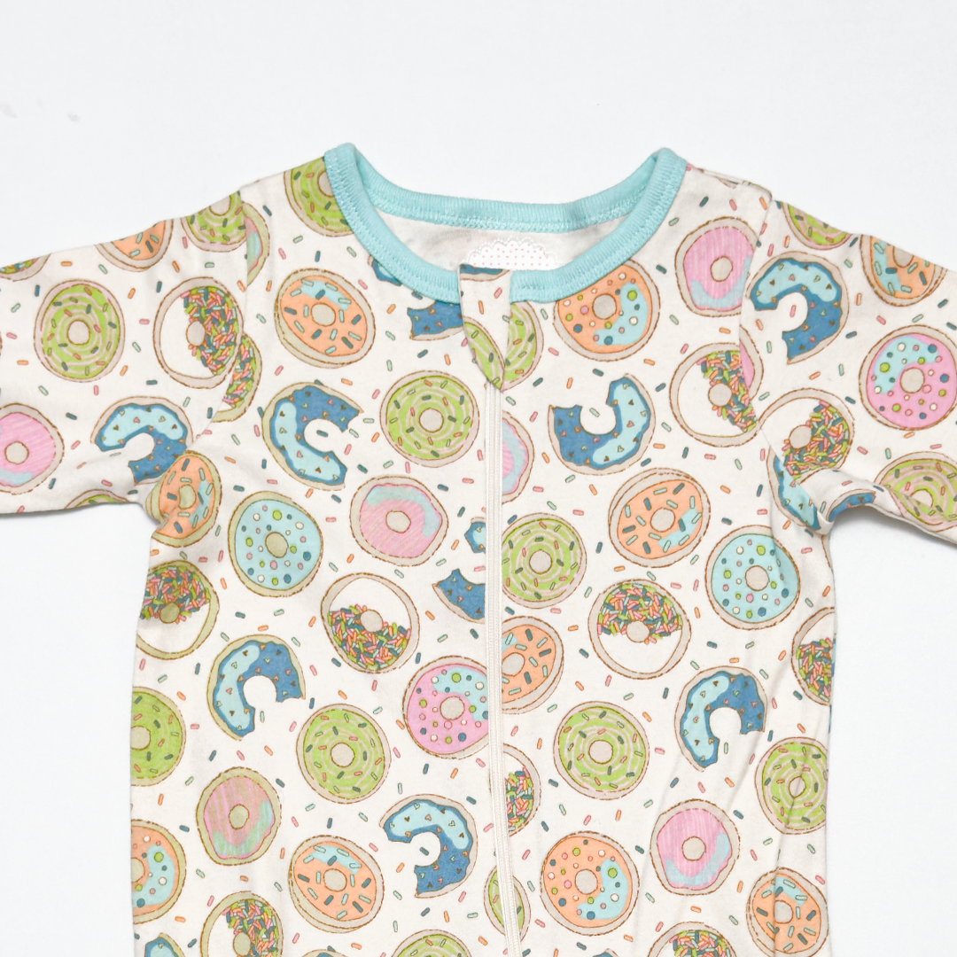 DONUT PRINTED ZIPPER SLEEPSUIT