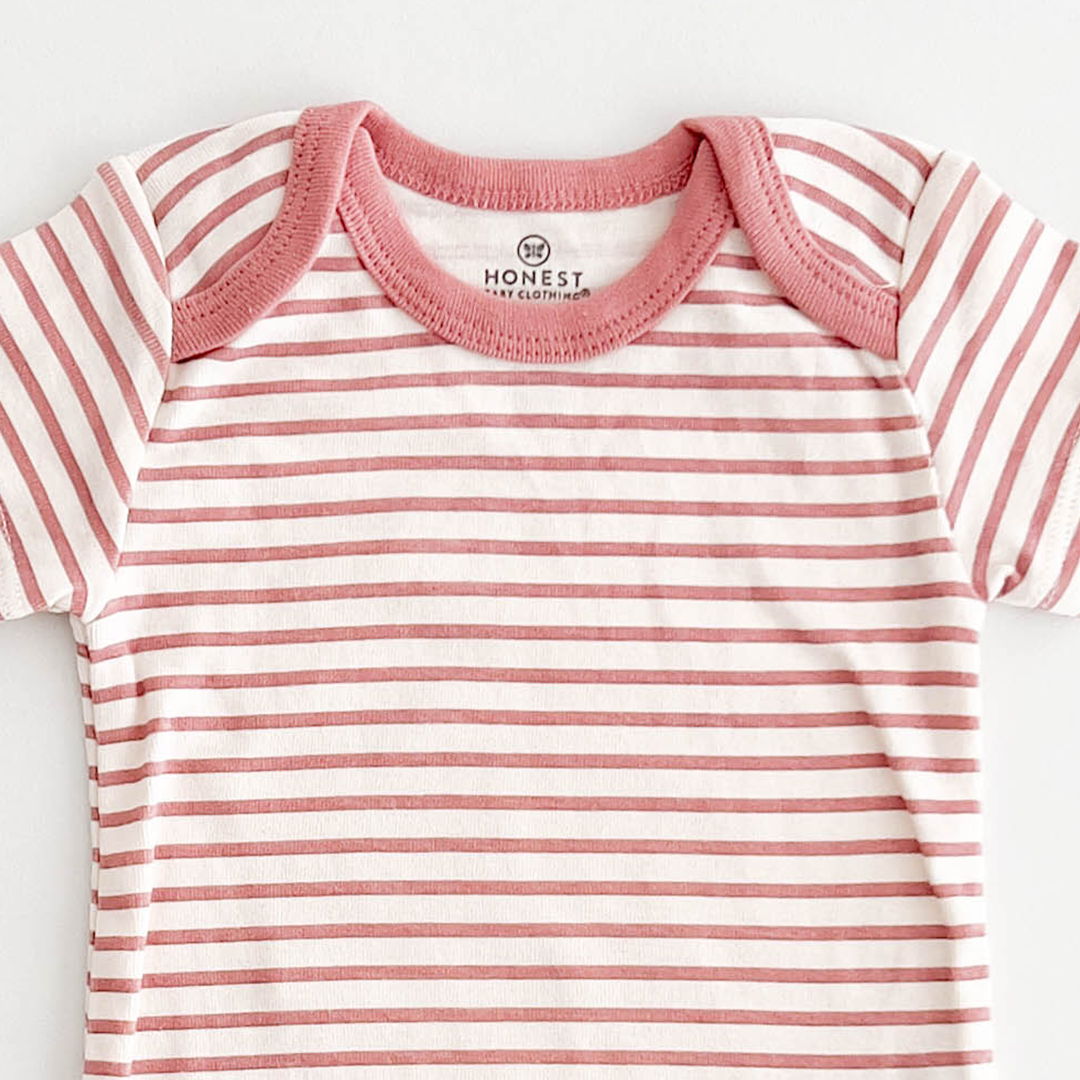 PINK AND WHITE STRIPED ONESIE