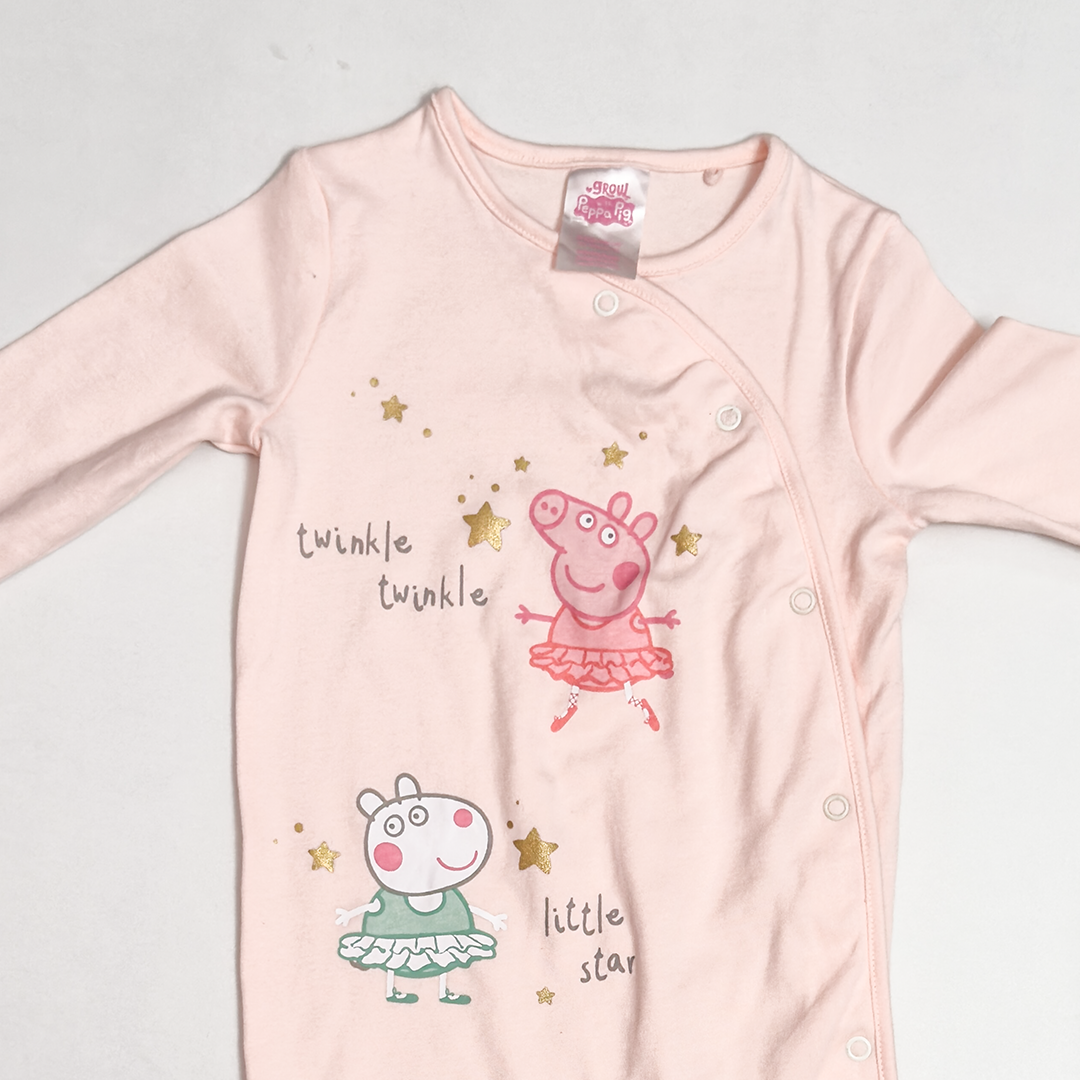 PEACH PEPPA PIG PRINTED SLEEPSUIT