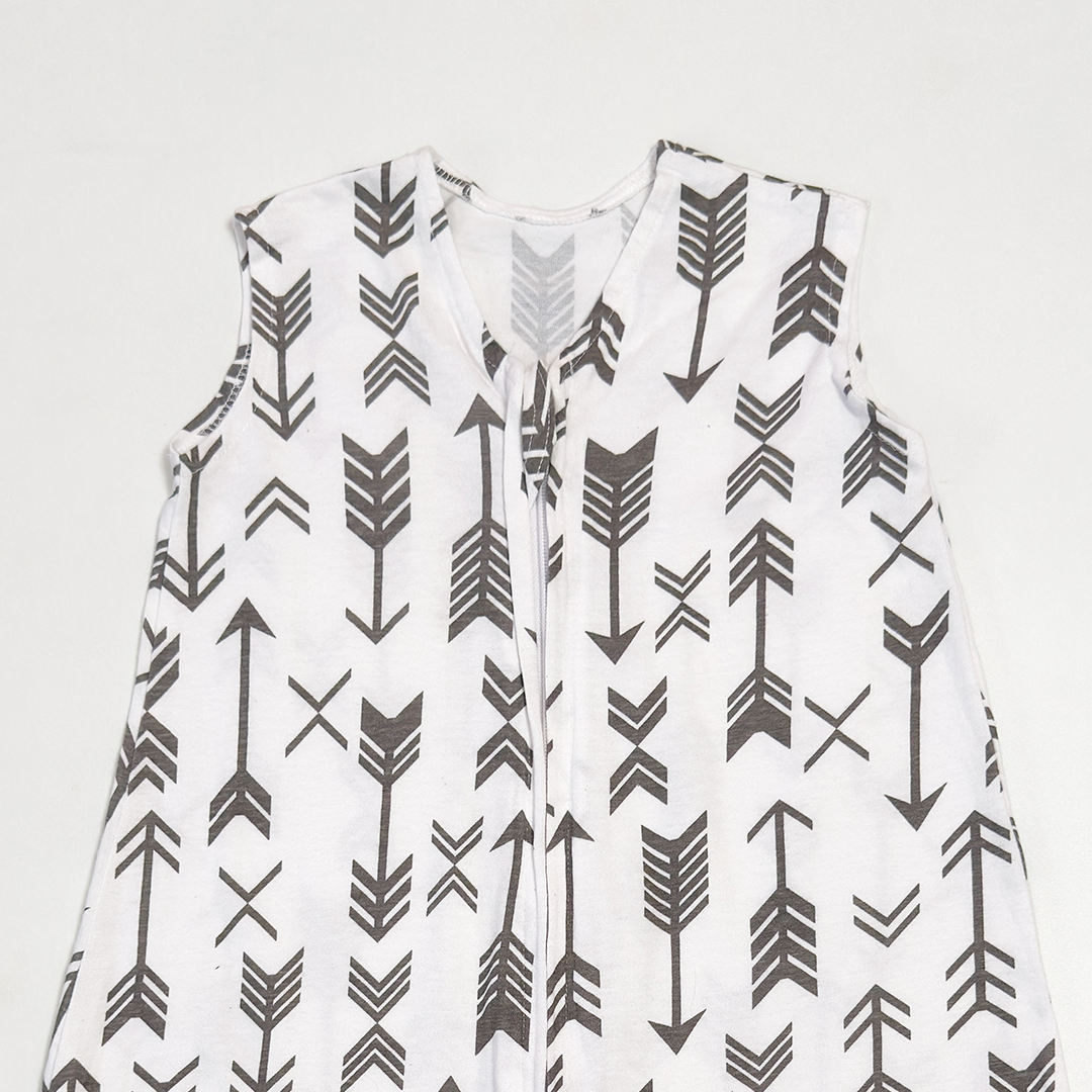 WHITE PATTERNED ONE LAYER COTTON SLEEPING BAG
