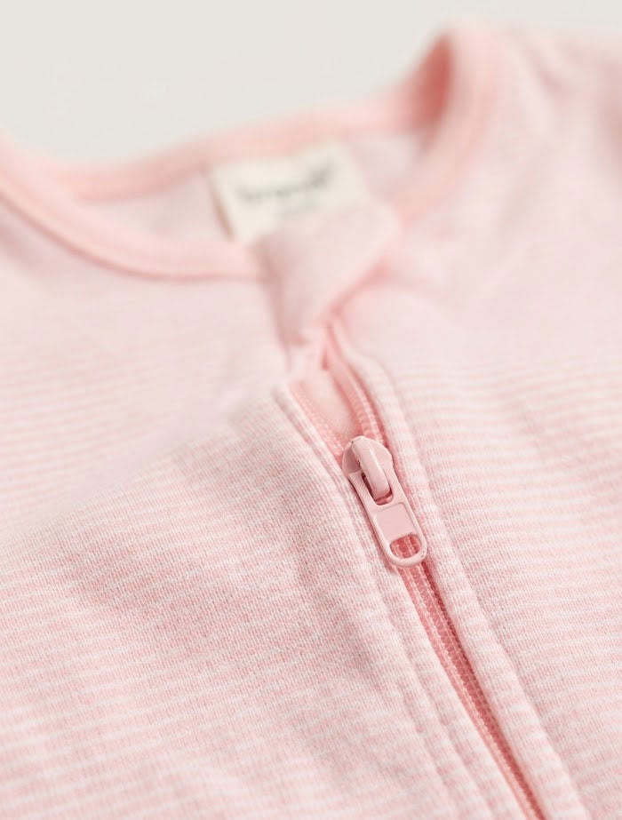 Pink stripes zipper jumpsuit
