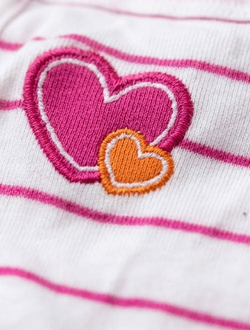 Pink striped love onesie