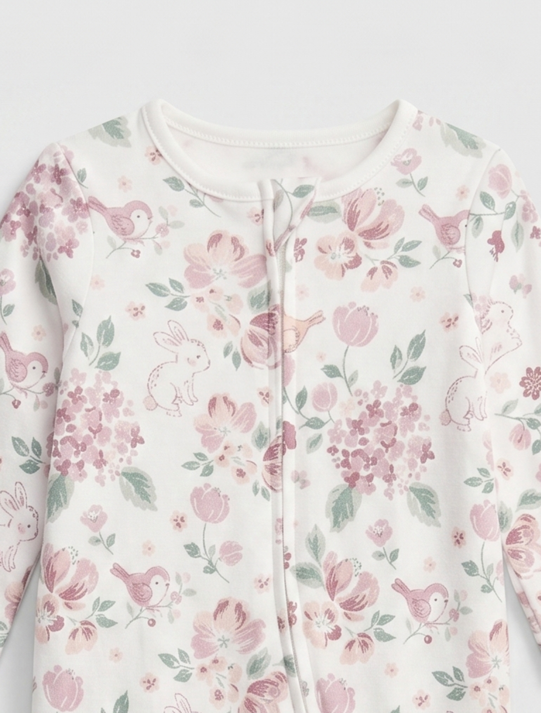 Lavender floral zipper sleepsuit