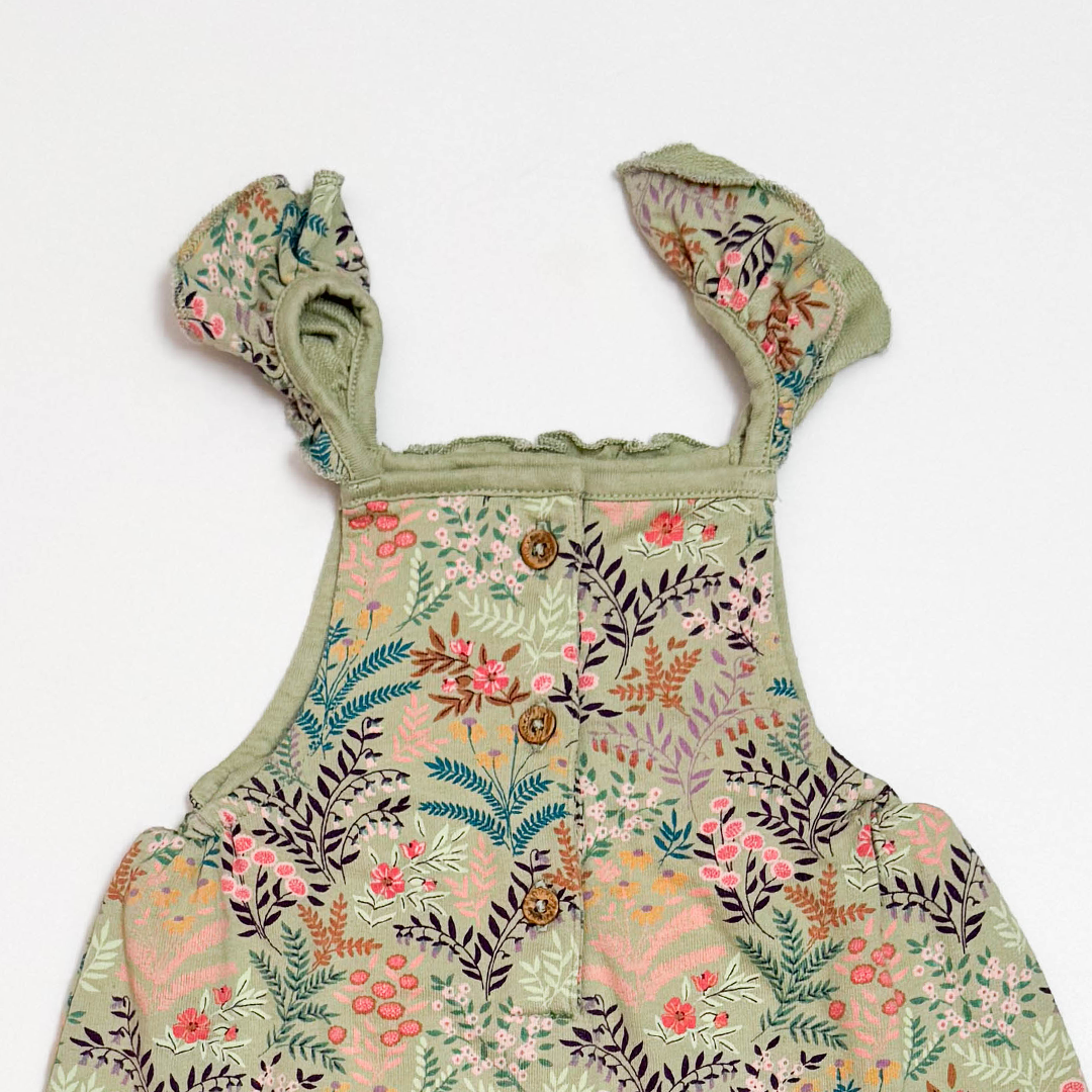 GREEN FLORAL SLEEVELESS ROMPER