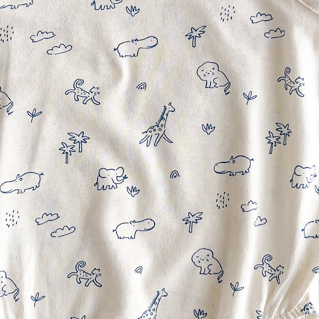 BLUE ANIMAL PRINT SLEEVLESS ONESIE