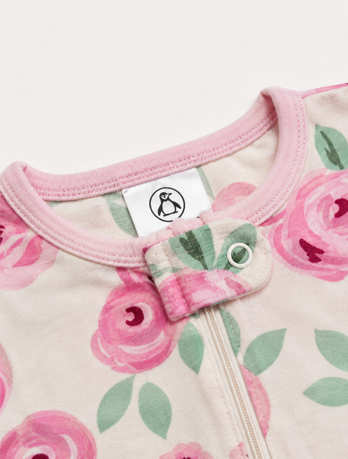 Pink floral zipper sleepsuit
