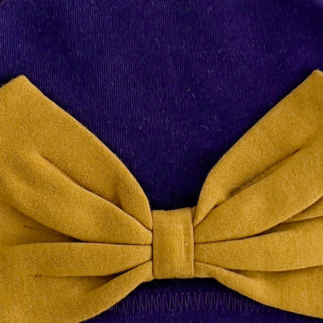 YELLOW BOW PURPLE CAP