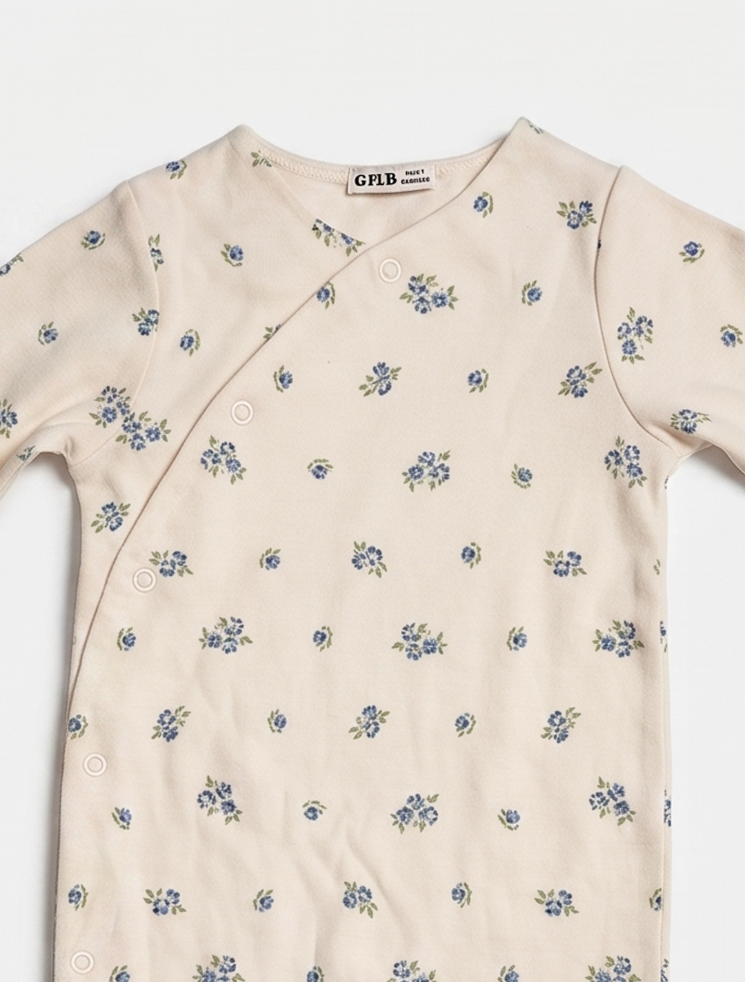 Beige floral wrapover sleepsuit