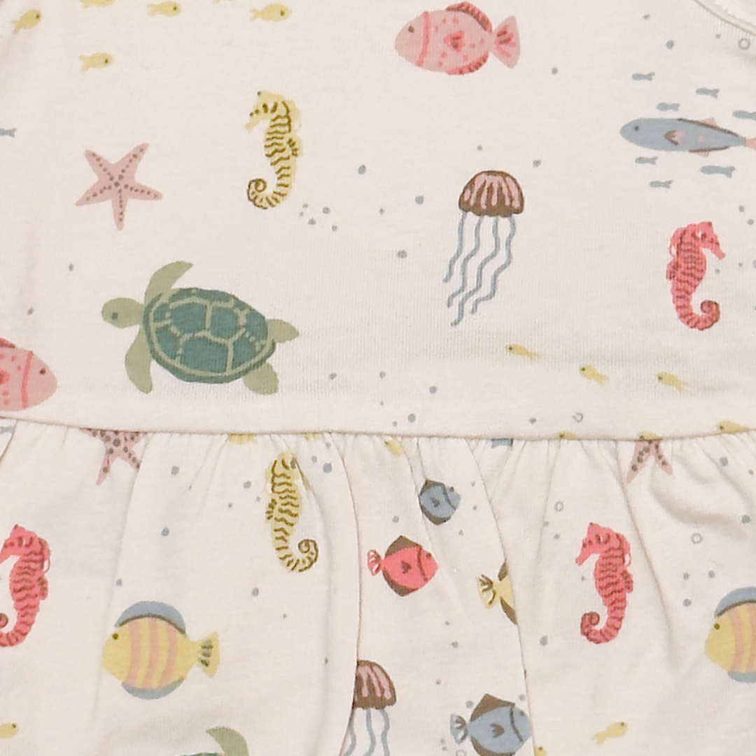 OFF WHITE OCEAN PRINTED SUNSUIT