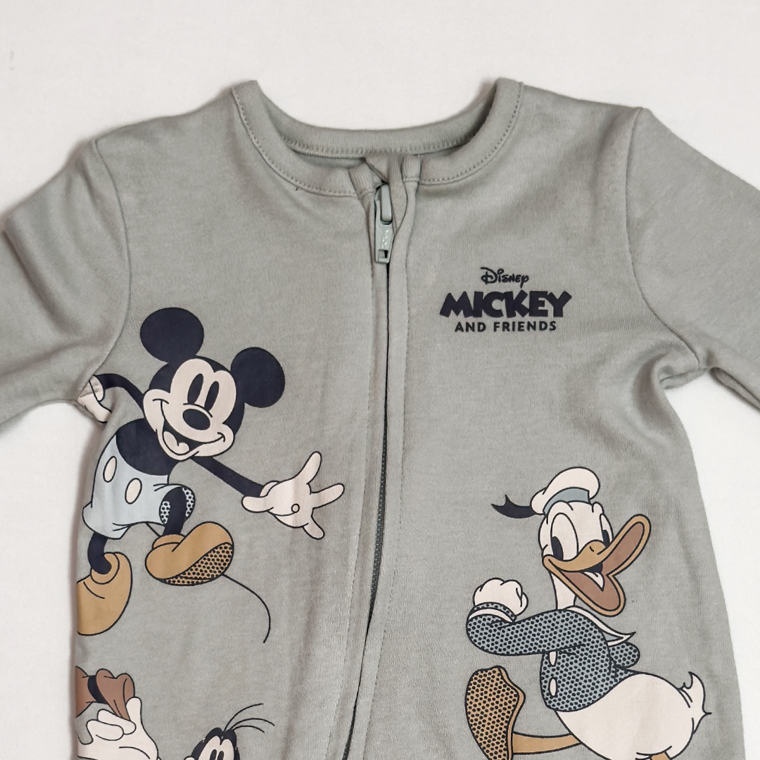 SAGE GREEN MICKEY ZIPPER SLEEPSUIT