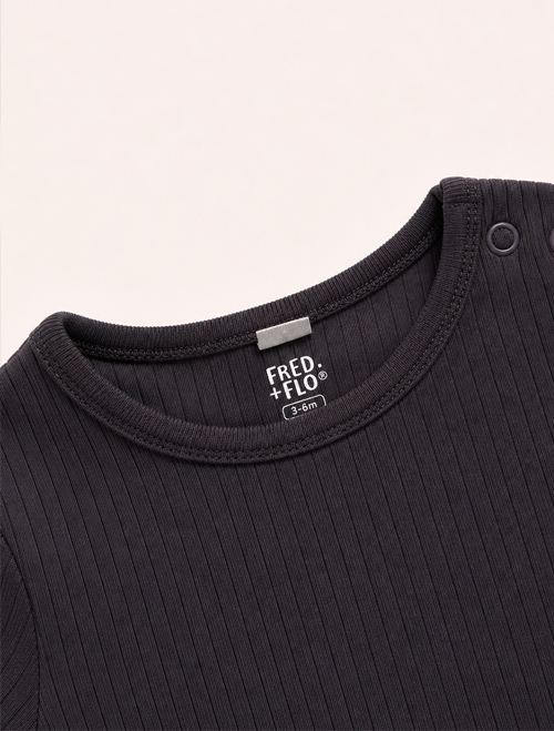 Black ribbed onesie