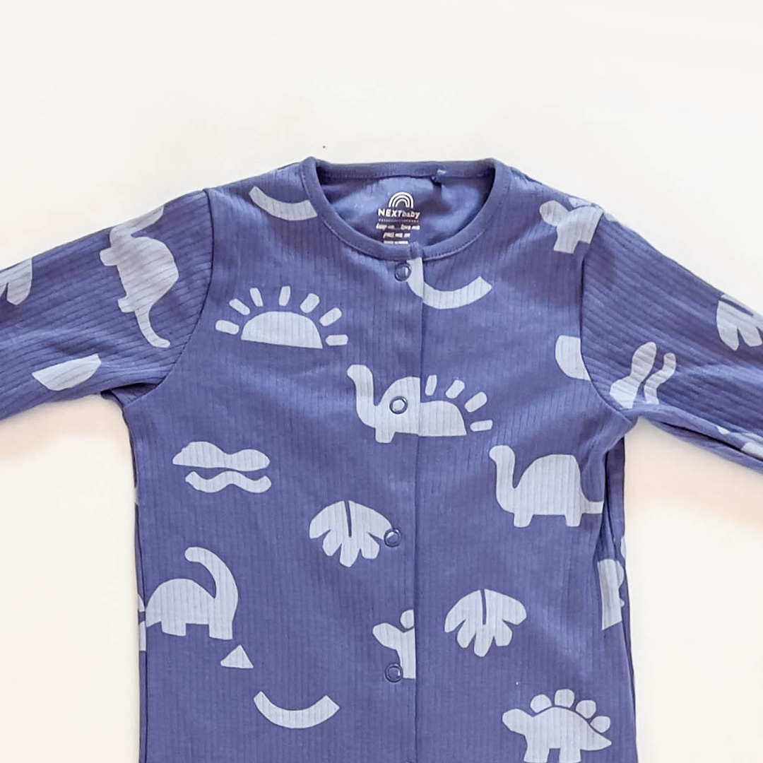 DINO BLUE RIBBED SLEEPSUIT