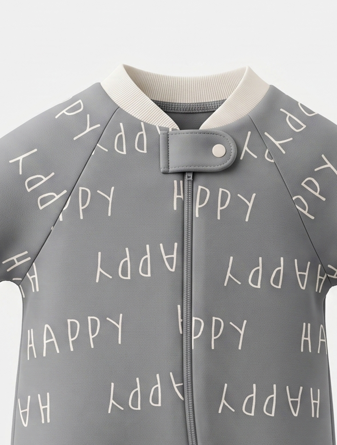 Grey printed zipper sleepsuit