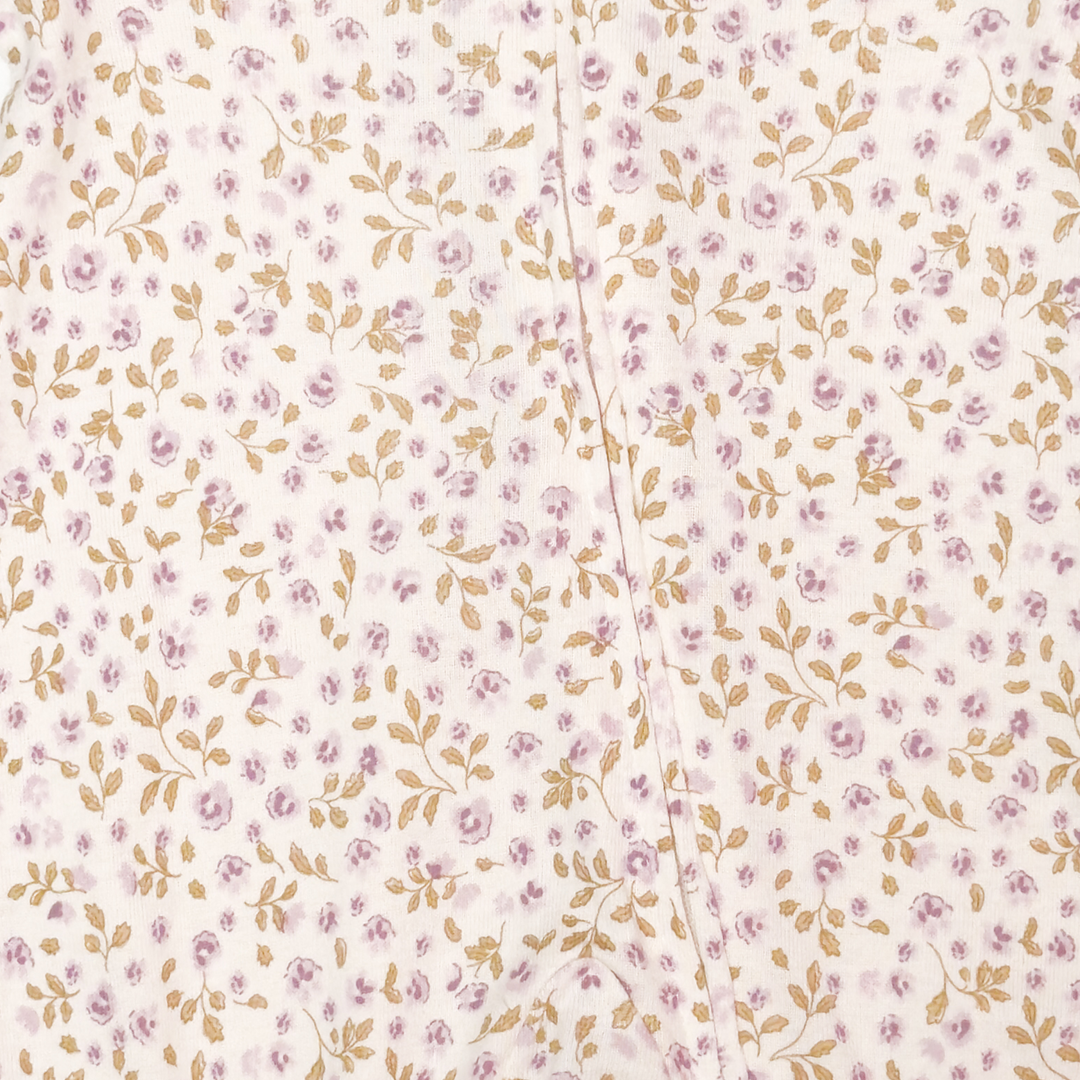 BEIGE LAVENDER FLORAL ZIPPER SLEEPSUIT