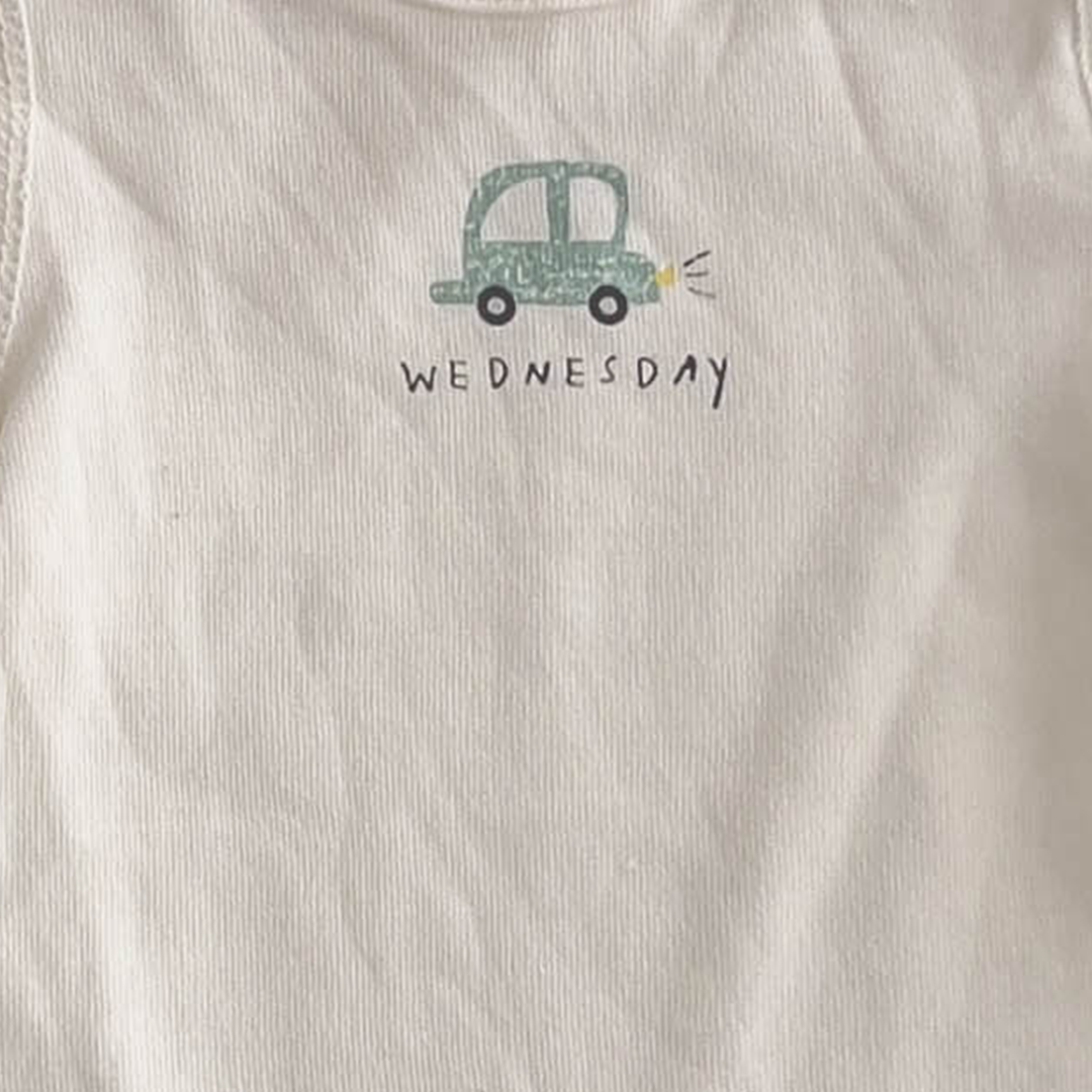 WHITE CAR PRINT ONESIE
