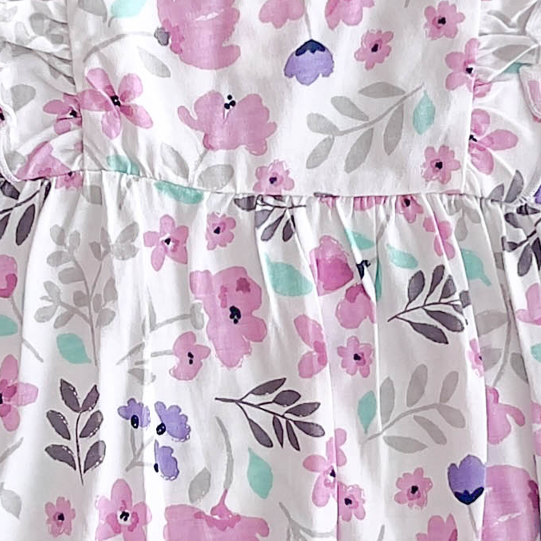 LAVENDER FLORAL RUFFLE SLEEVE ONESIE