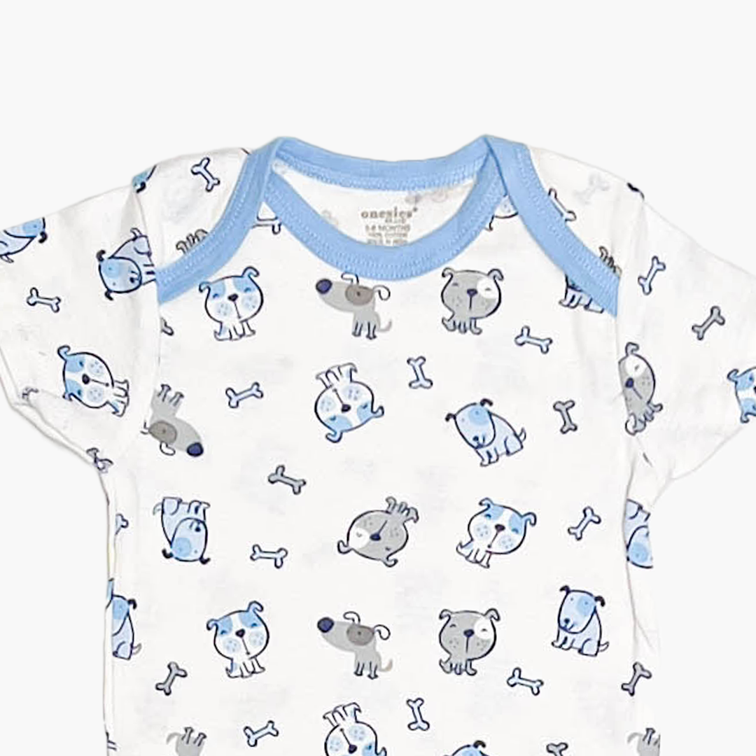 WHITE ANIMAL PRINTED ONESIE