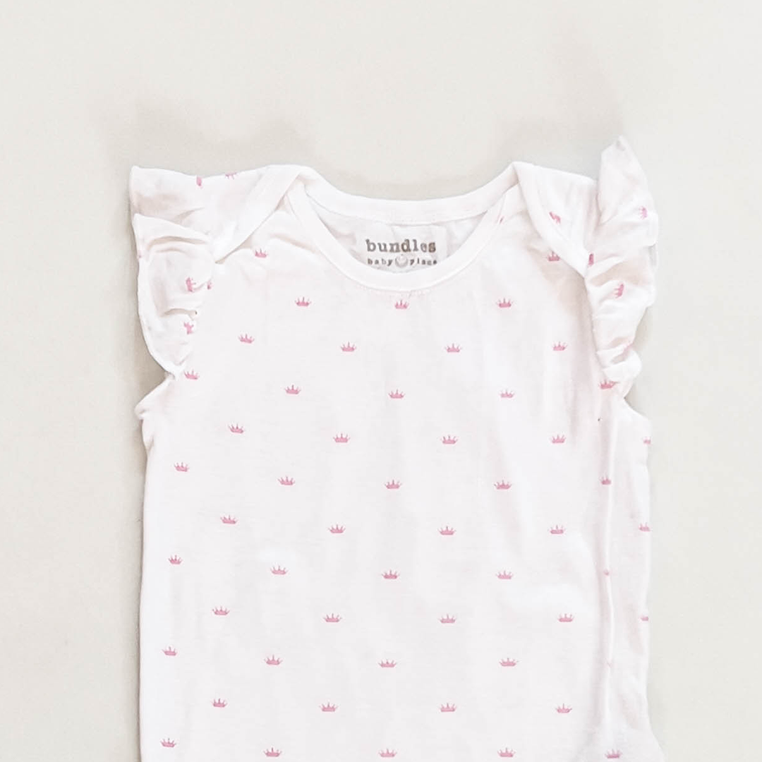 PINK CROWN PRINTED ONESIE