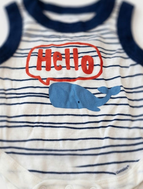 Blue striped sleeveless onesie