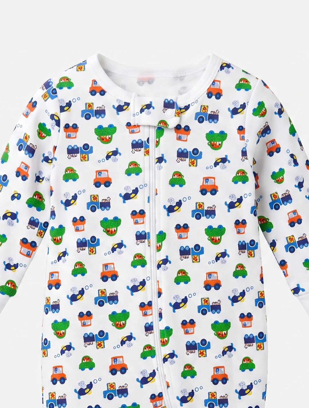 White printed zipper sleepsuit