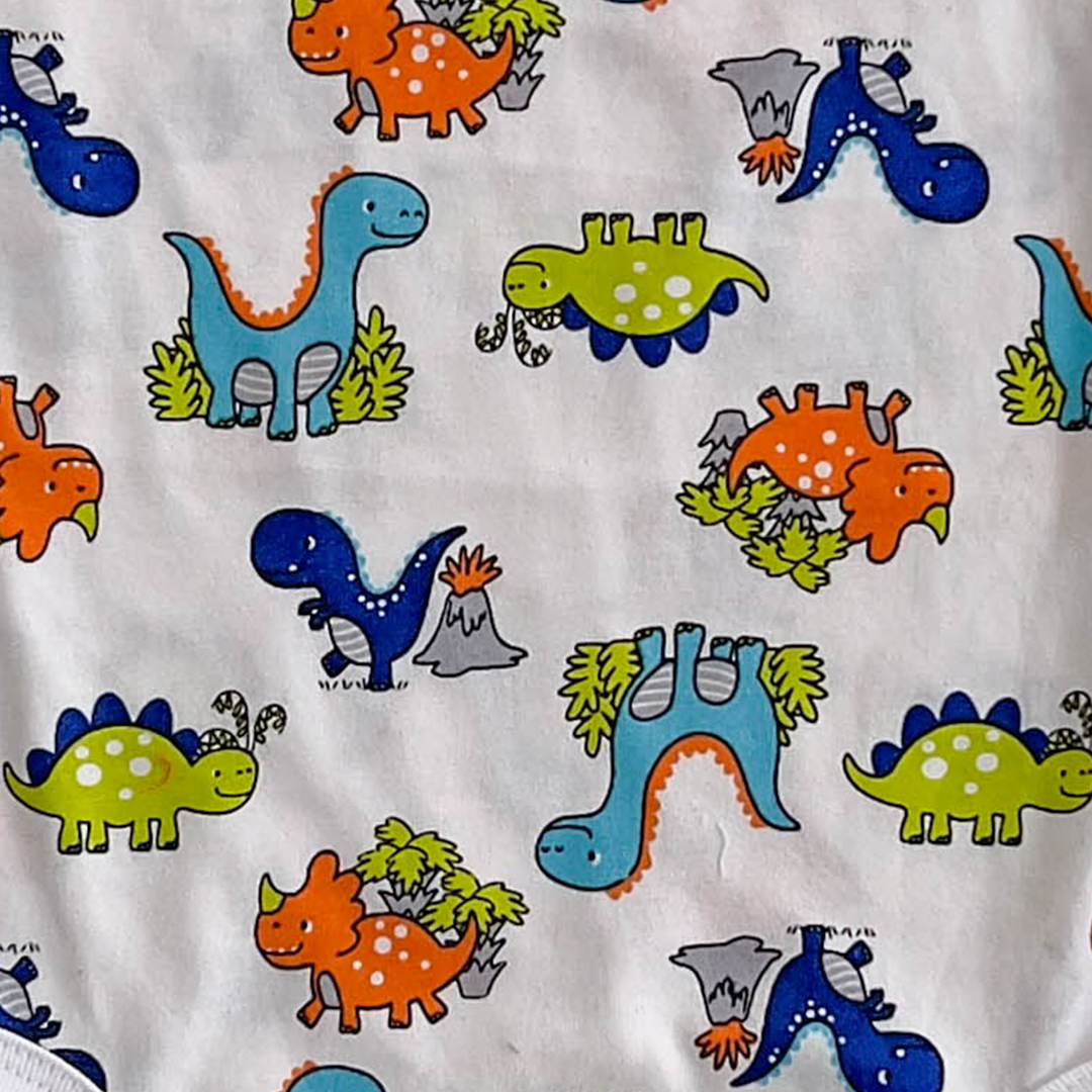 MULTICOLOURE DINO PRINTED SLEEVLESS ONESIE