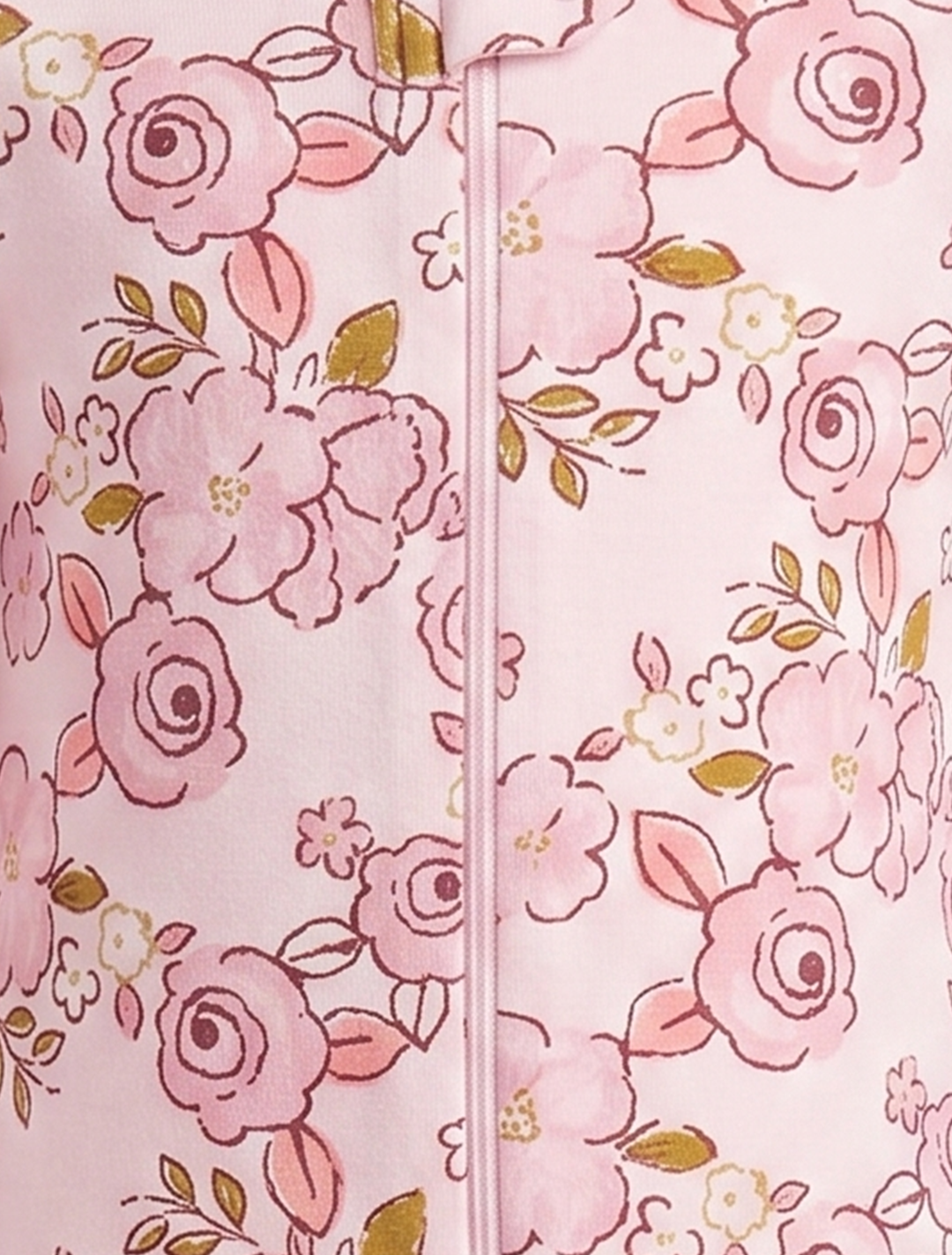 PINK FLORAL PRINTED ZIPPER SLEEPSUIT