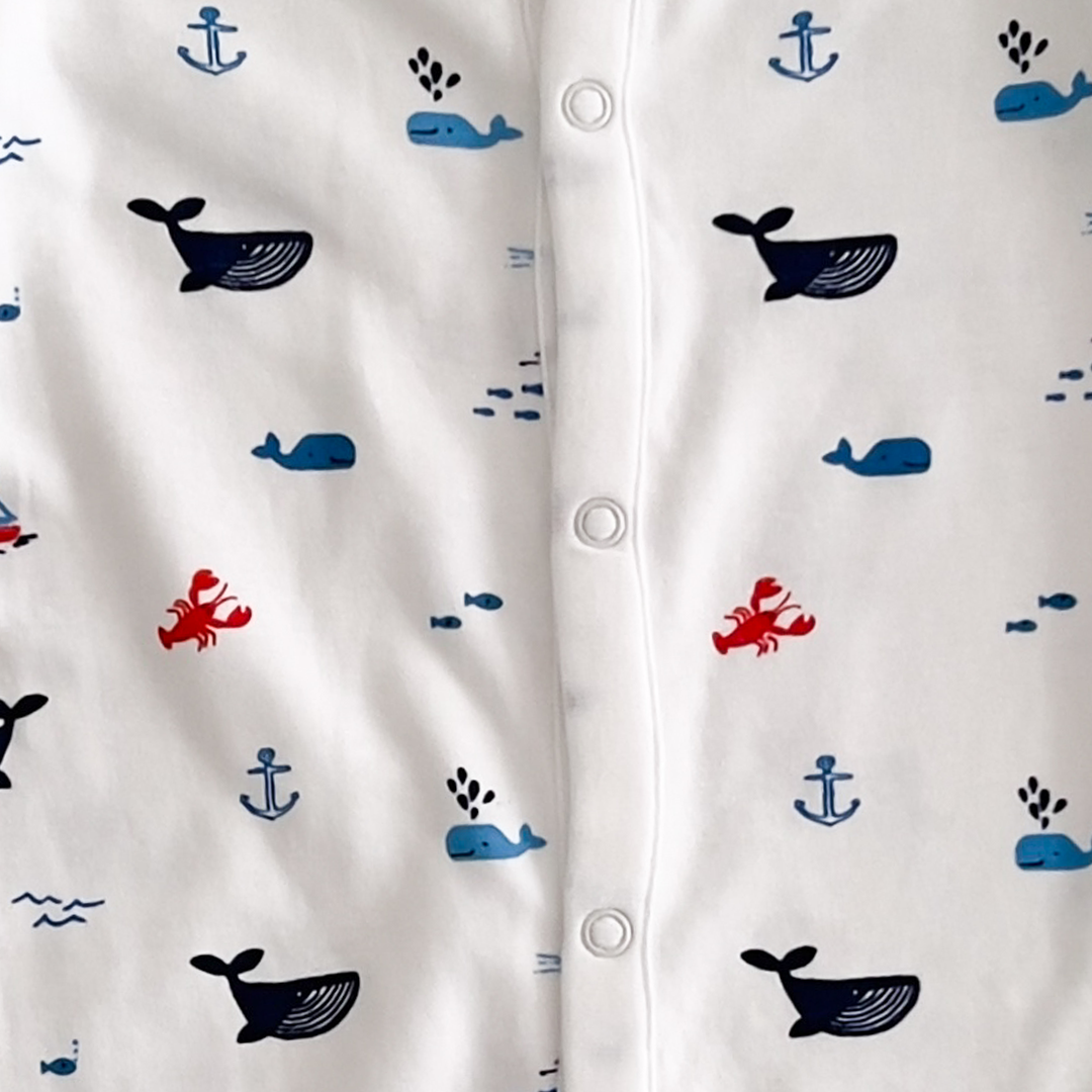 BLUE WHALE PRINTED SLEEPSUIT
